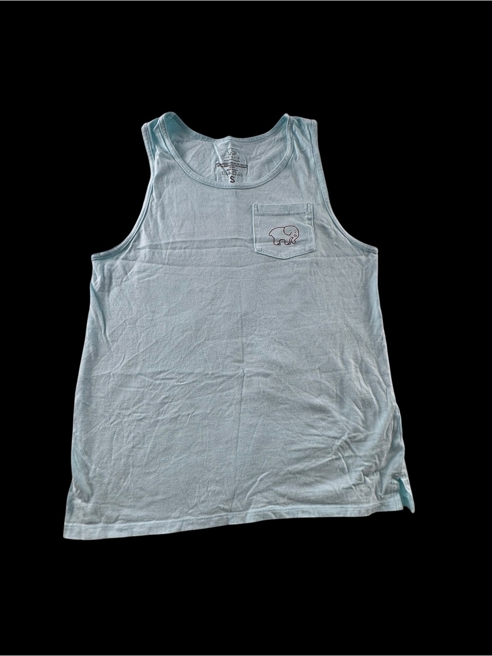 ivory ella mint green  Girls Tank with Pocket Elephant